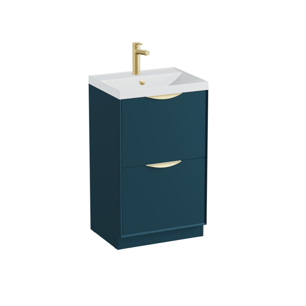 Vado Safari Smooth 500mm Atlantic Blue Floor Mounted Vanity Unit & Ceramic Basin